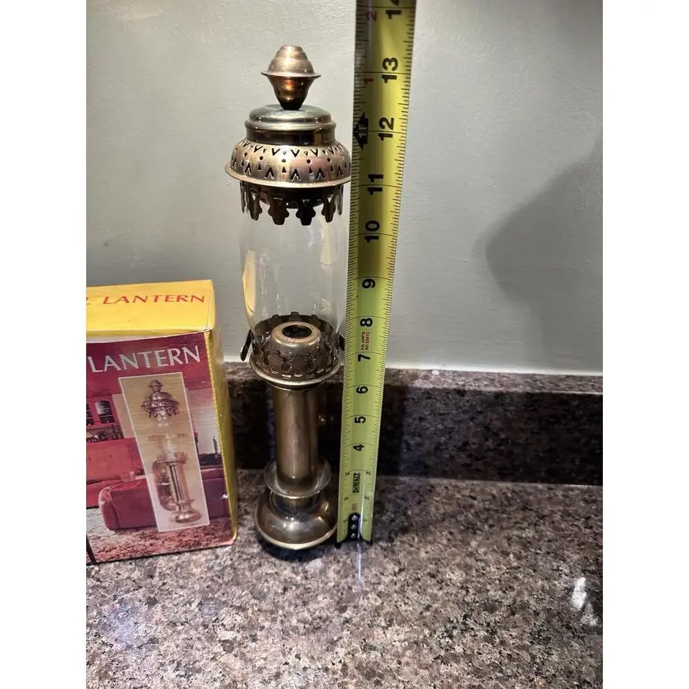 Vintage Catalina Style Brass Wall Lantern Glass Outdoor Light NEW OPEN BOX!